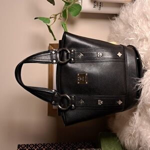 MCM Munchen Black Saffiano Leather Mini Bucket Bag